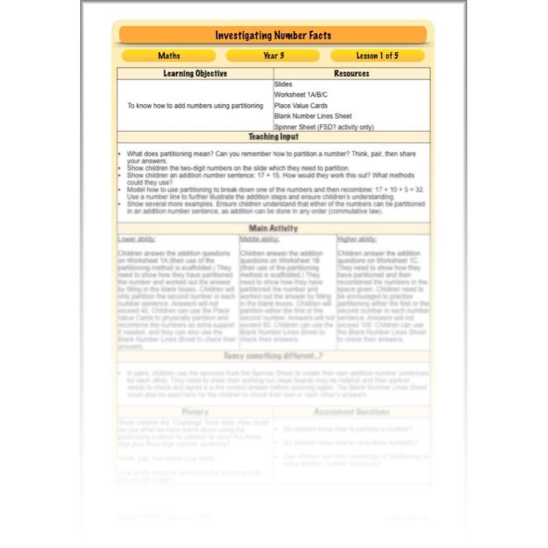PlanBee Investigating Number Facts: Maths Addition and Subtraction KS2 Year 3