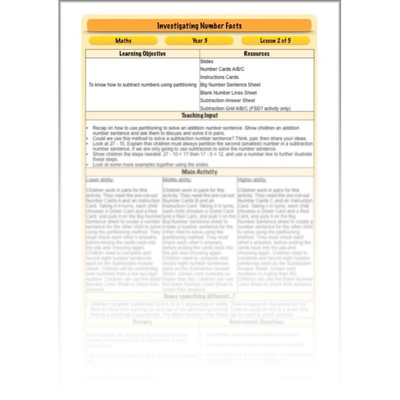 PlanBee Investigating Number Facts: Maths Addition and Subtraction KS2 Year 3