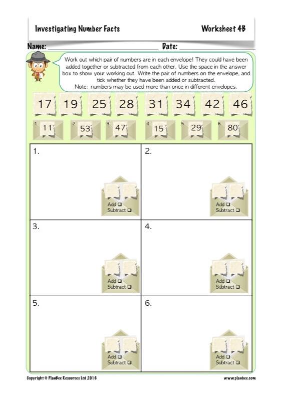 PlanBee Investigating Number Facts: Maths Addition and Subtraction KS2 Year 3