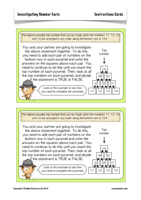 PlanBee Investigating Number Facts: Maths Addition and Subtraction KS2 Year 3