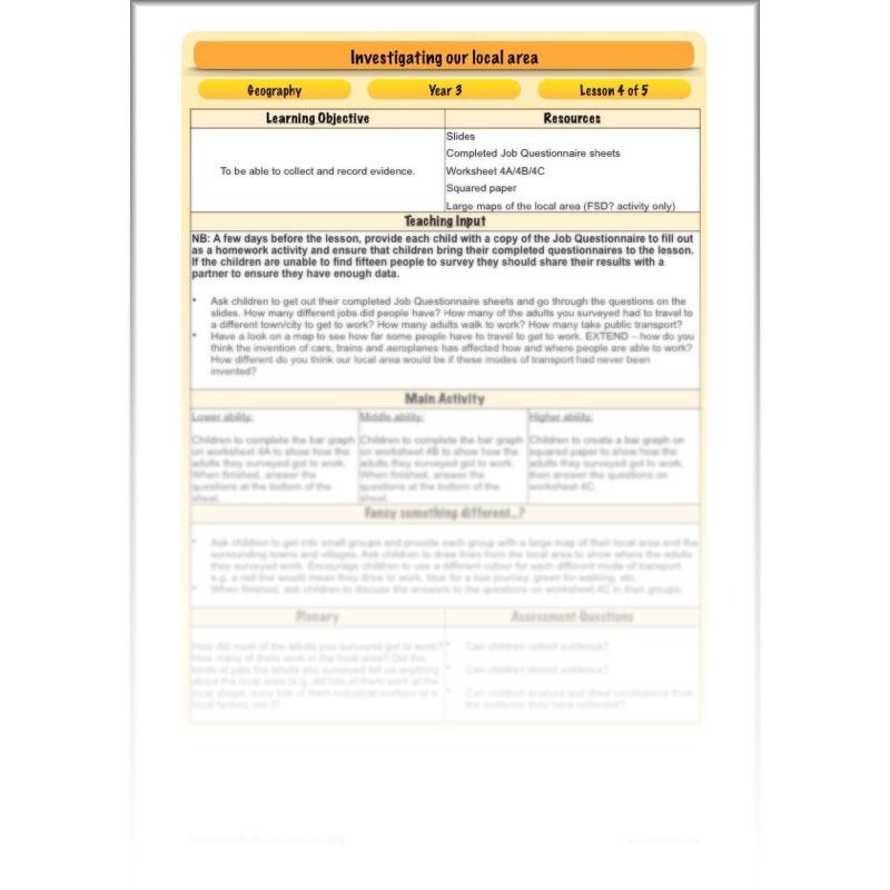 PlanBee Investigating Our Local Area: Year 3 Geography scheme of work