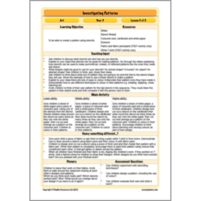 PlanBee Investigating Patterns - KS2 Art Primary Resources for Year 3 & Year 4