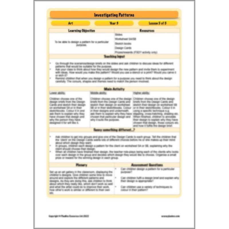 PlanBee Investigating Patterns - KS2 Art Primary Resources for Year 3 & Year 4