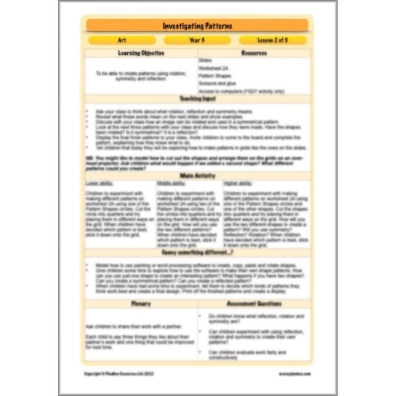 PlanBee Investigating Patterns - KS2 Art Primary Resources for Year 3 & Year 4