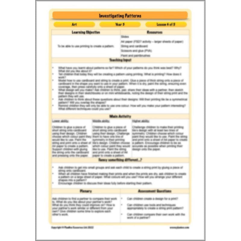 PlanBee Investigating Patterns - KS2 Art Primary Resources for Year 3 & Year 4