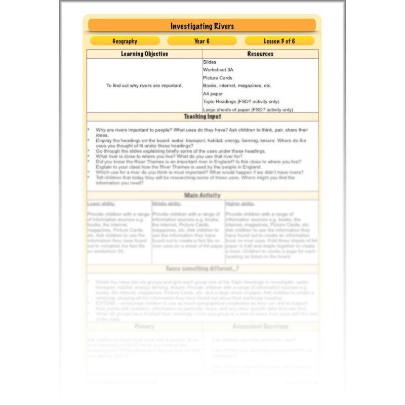 PlanBee Investigating Rivers KS2 planning – physical geography resources