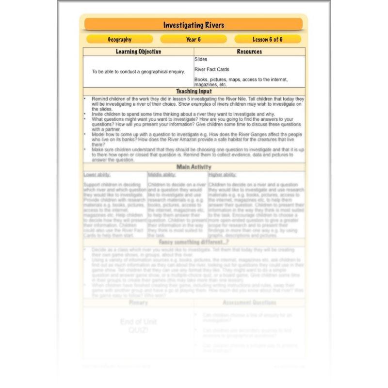 PlanBee Investigating Rivers KS2 planning – physical geography resources