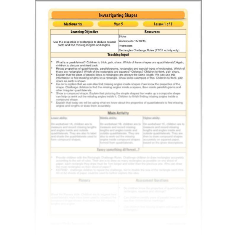 PlanBee Year 5 Shape KS2 Geometry Maths Lessons by PlanBee