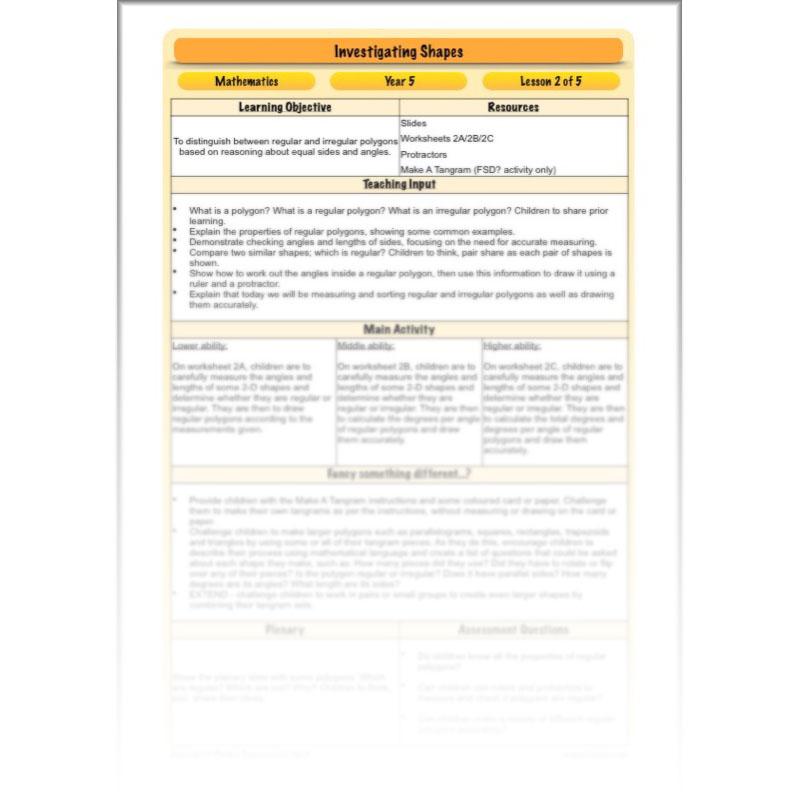PlanBee Year 5 Shape KS2 Geometry Maths Lessons by PlanBee