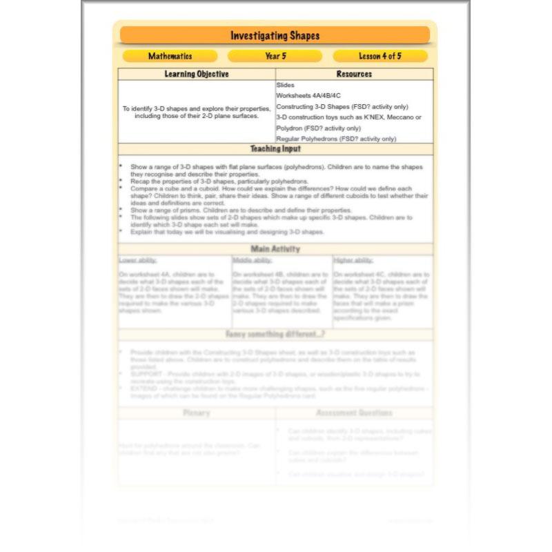 PlanBee Year 5 Shape KS2 Geometry Maths Lessons by PlanBee