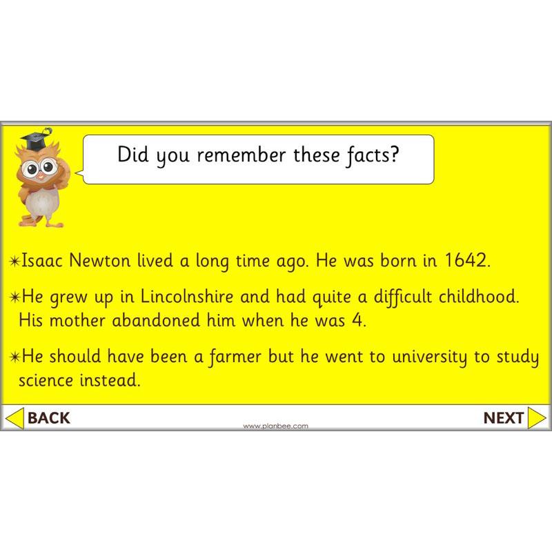 PlanBee Isaac Newton for children – KS1 History lessons