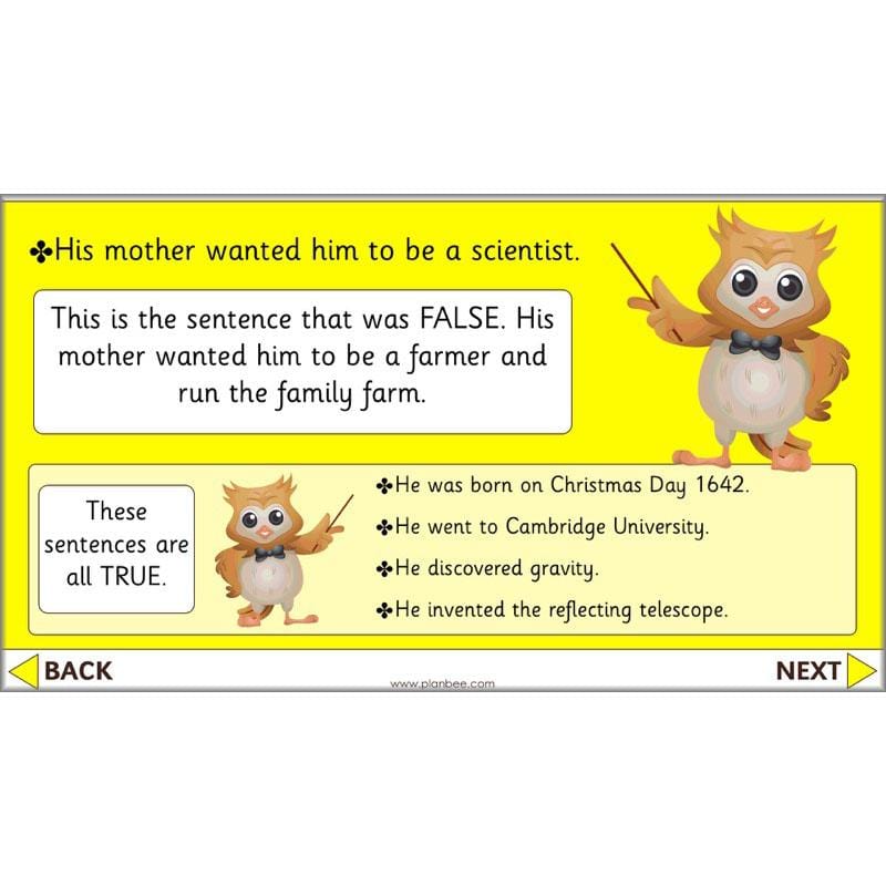 PlanBee Isaac Newton for children – KS1 History lessons