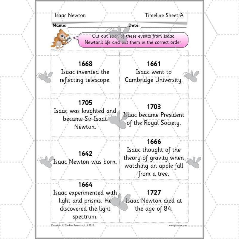 PlanBee Isaac Newton for children – KS1 History lessons