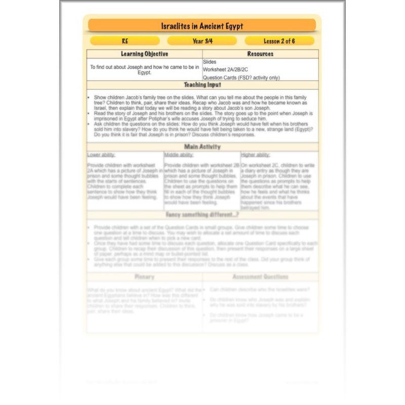 PlanBee Israelites in Ancient Egypt - KS2 RE Lesson Plans & Resources