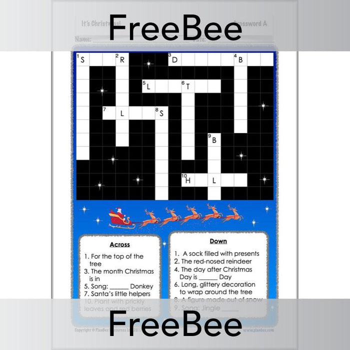 FREE Christmas Advent Activities for Kids Crossword by PlanBee