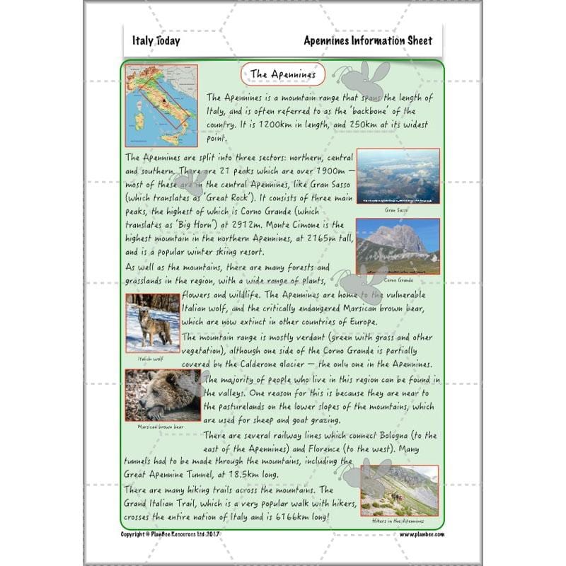 PlanBee Italy Today: Italy KS2 Year 3 & Year 4 Geography by PlanBee
