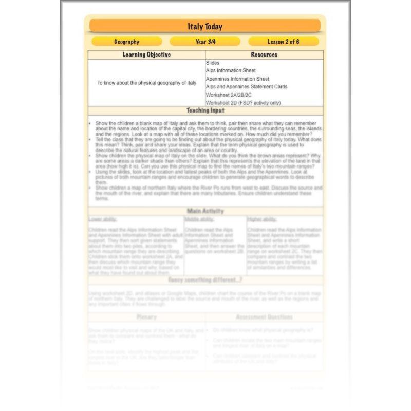 PlanBee Italy Today: Italy KS2 Year 3 & Year 4 Geography by PlanBee