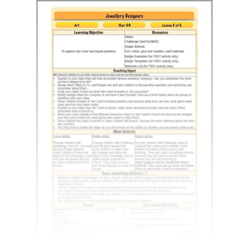 PlanBee Jewellery Designers KS2 Art & Design Lessons by PlanBee