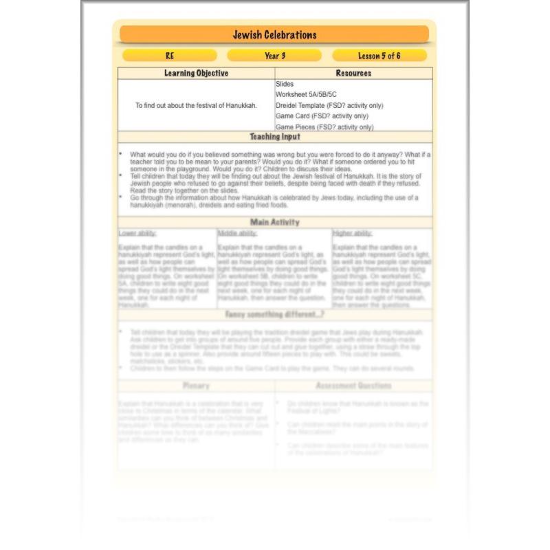 PlanBee Jewish Celebrations KS2 Primary RE Lesson Pack by PlanBee