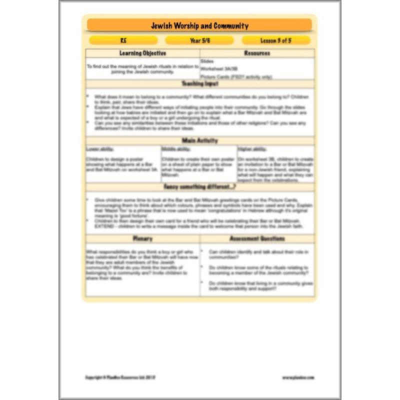 PlanBee Jewish Worship and Community - KS2 RE Lesson by PlanBee