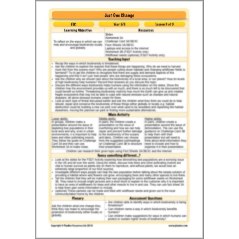 PlanBee Ecosystems for Kids | Just One Change ESR Lessons | PlanBee