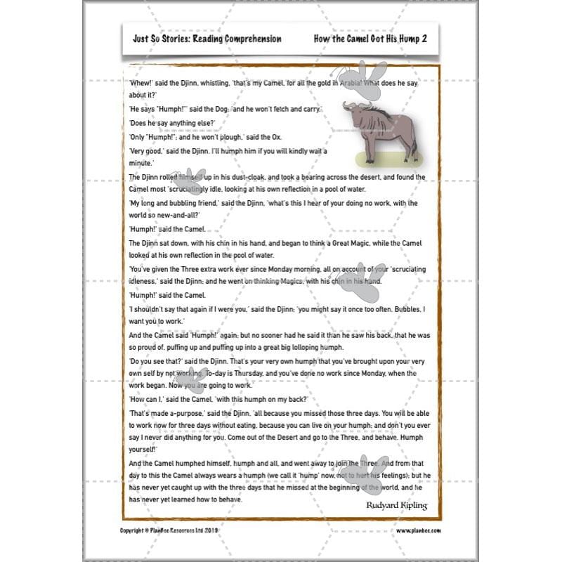 PlanBee Just So Stories KS2 | Reading Comprehension Year 4