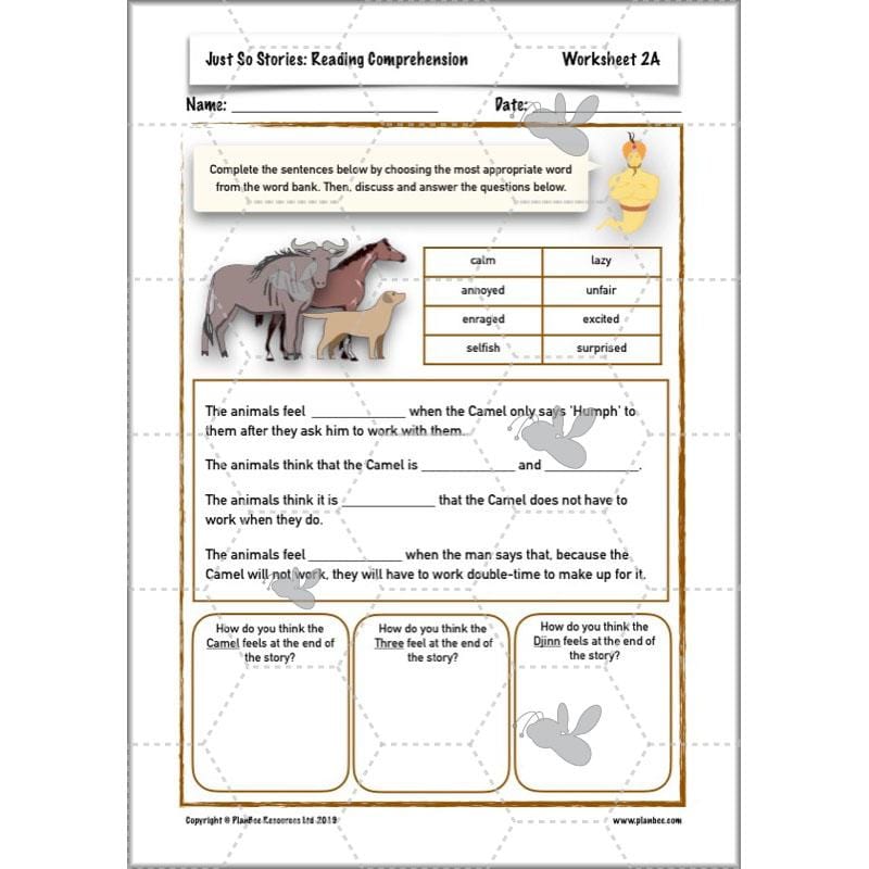PlanBee Just So Stories KS2 | Reading Comprehension Year 4