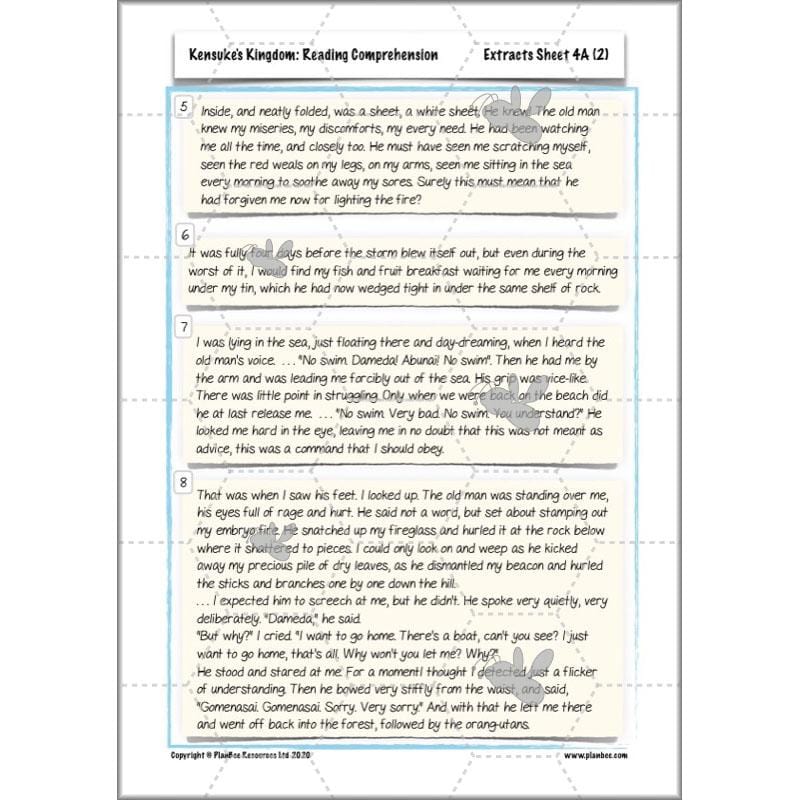 PlanBee Michael Morpurgo Kensuke's Kingdom Planning by PlanBee