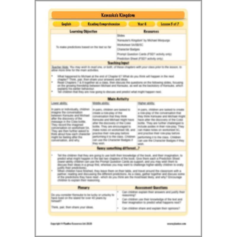 PlanBee Michael Morpurgo Kensuke's Kingdom Planning by PlanBee