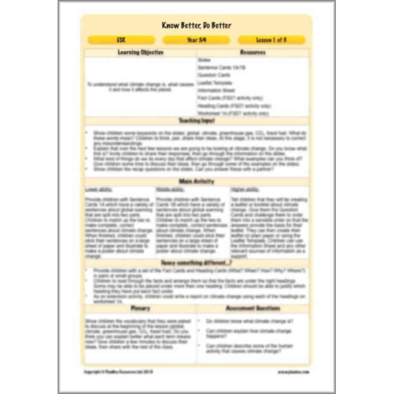 PlanBee Climate Change Worksheets KS2 Lesson | PlanBee