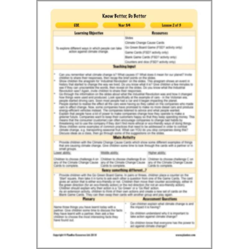 PlanBee Climate Change Worksheets KS2 Lesson | PlanBee