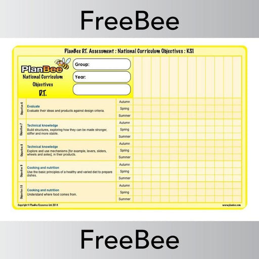 PlanBee Design and Technology KS1 Assessment Grid | PlanBee