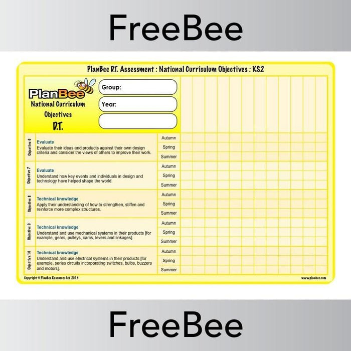 PlanBee Design and Technology Assessment Grid| PlanBee FreeBees