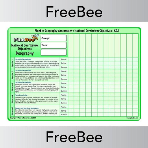 PlanBee Geography KS2 Assessment Grid | PlanBee