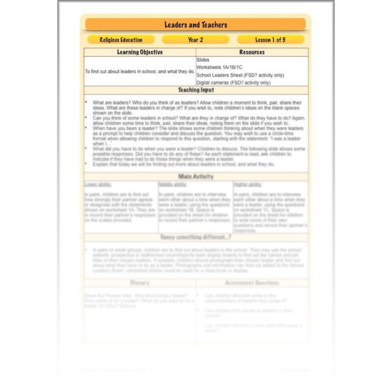 PlanBee Leaders and Teachers - Religious Education | KS1 RE Lessons