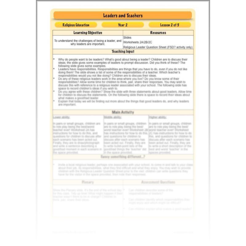 PlanBee Leaders and Teachers - Religious Education | KS1 RE Lessons