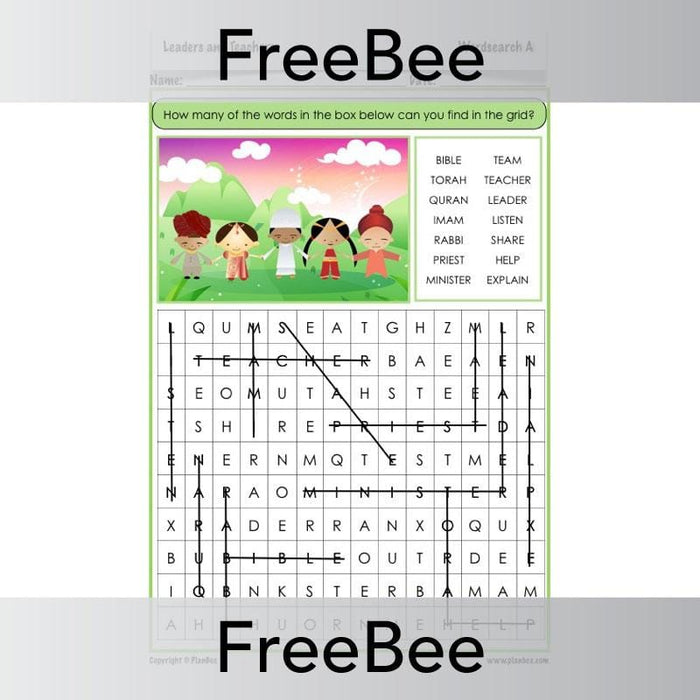 PlanBee Leaders and Teachers Word Search | PlanBee FreeBees
