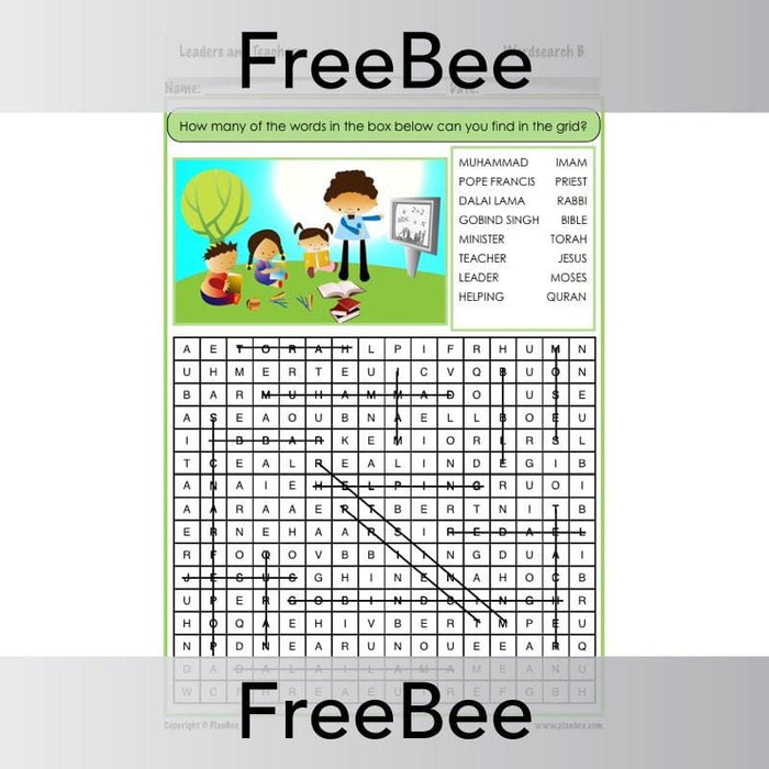 PlanBee Leaders and Teachers Word Search | PlanBee FreeBees