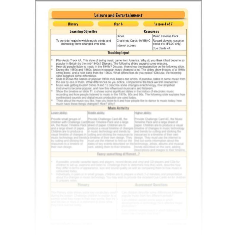 PlanBee Leisure and Entertainment in the 20th Century: KS2 History