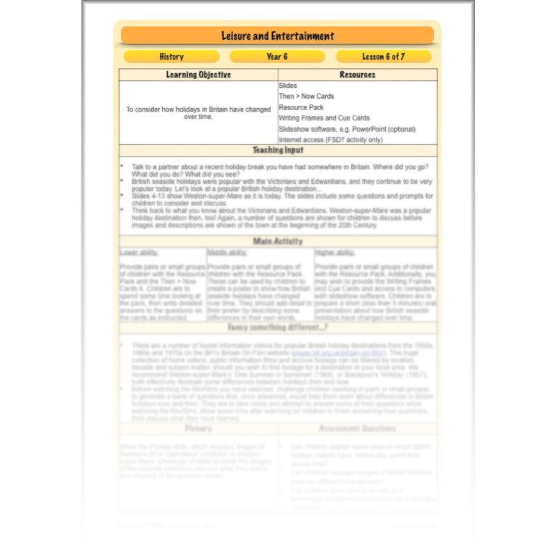 PlanBee Leisure and Entertainment in the 20th Century: KS2 History