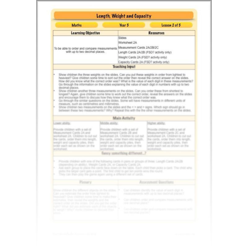 PlanBee Length, Weight & Capacity - Year 5 Maths Planning - Measurement