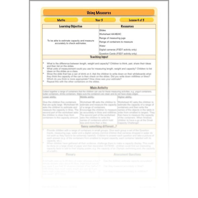 PlanBee Length, Weight & Capacity - Year 5 Maths Planning - Measurement