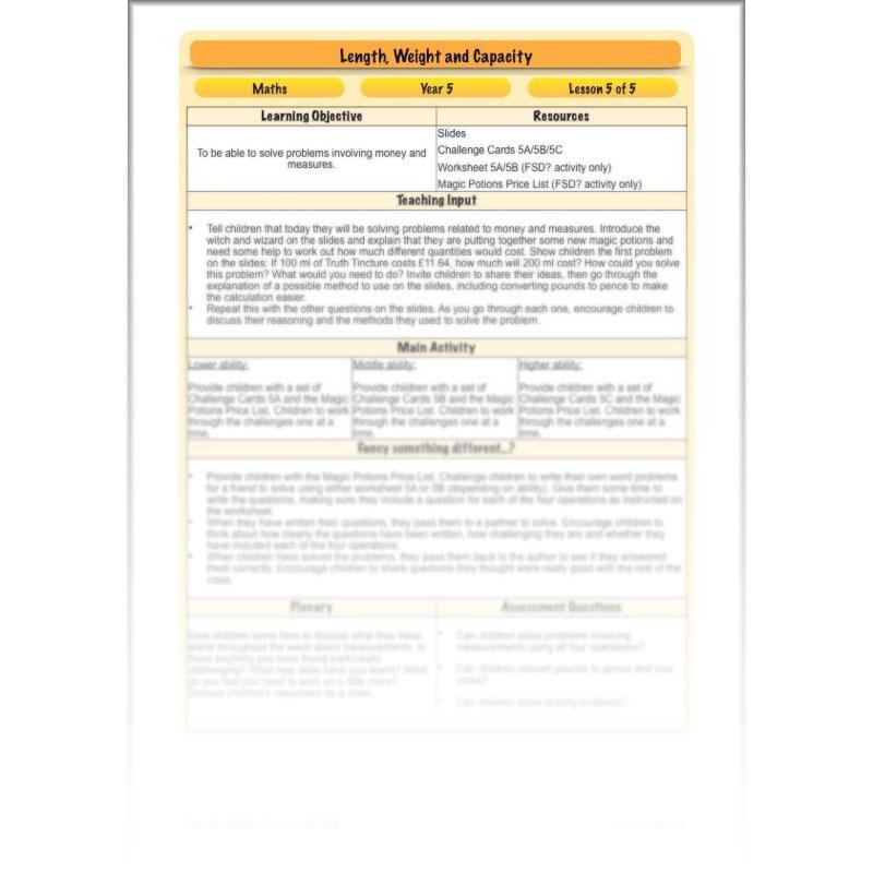 PlanBee Length, Weight & Capacity - Year 5 Maths Planning - Measurement