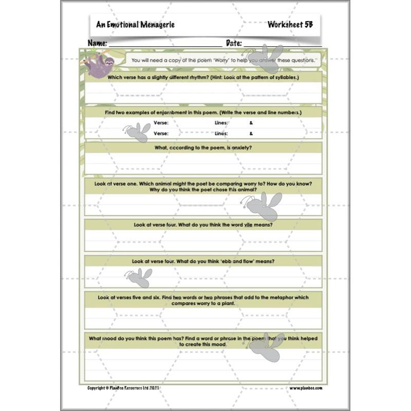 Year 6 Poetry Lessons | An Emotional Menagerie by PlanBee	