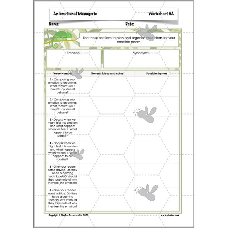 Year 6 Poetry Lessons | An Emotional Menagerie by PlanBee