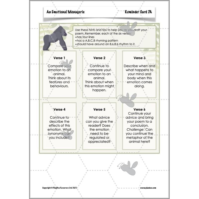 Year 6 Poetry Lessons | An Emotional Menagerie by PlanBee	