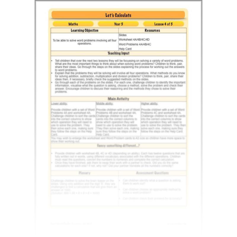 PlanBee Let's Calculate - Year 5 Problem-solving Plans and Resources PlanBee