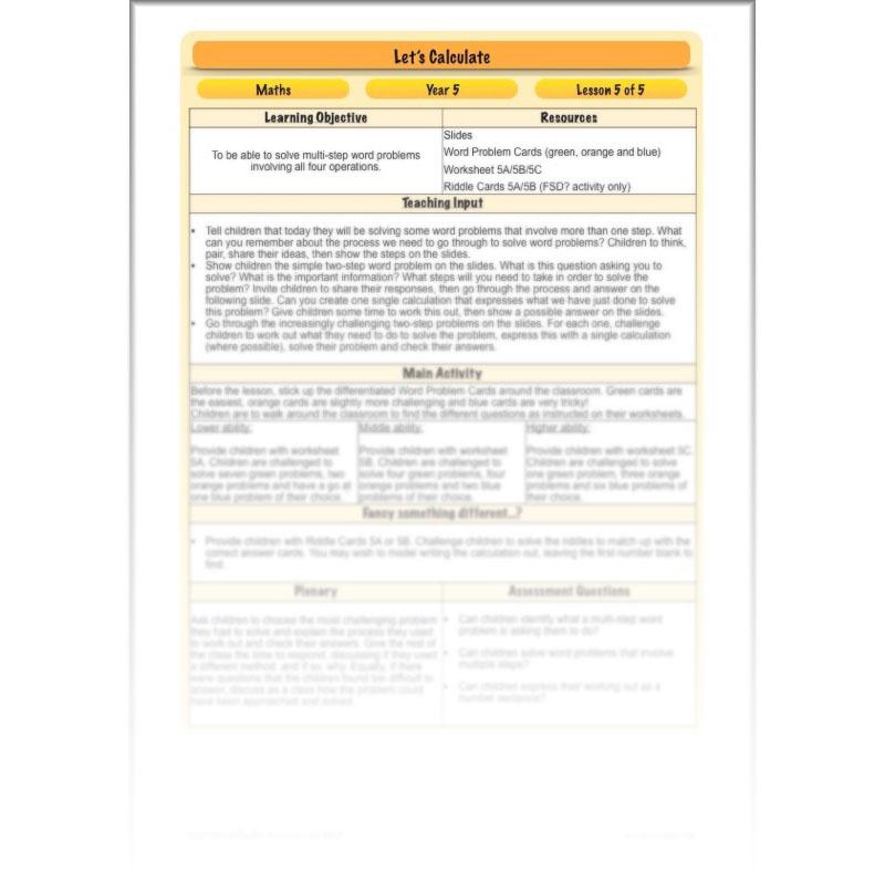 PlanBee Let's Calculate - Year 5 Problem-solving Plans and Resources PlanBee