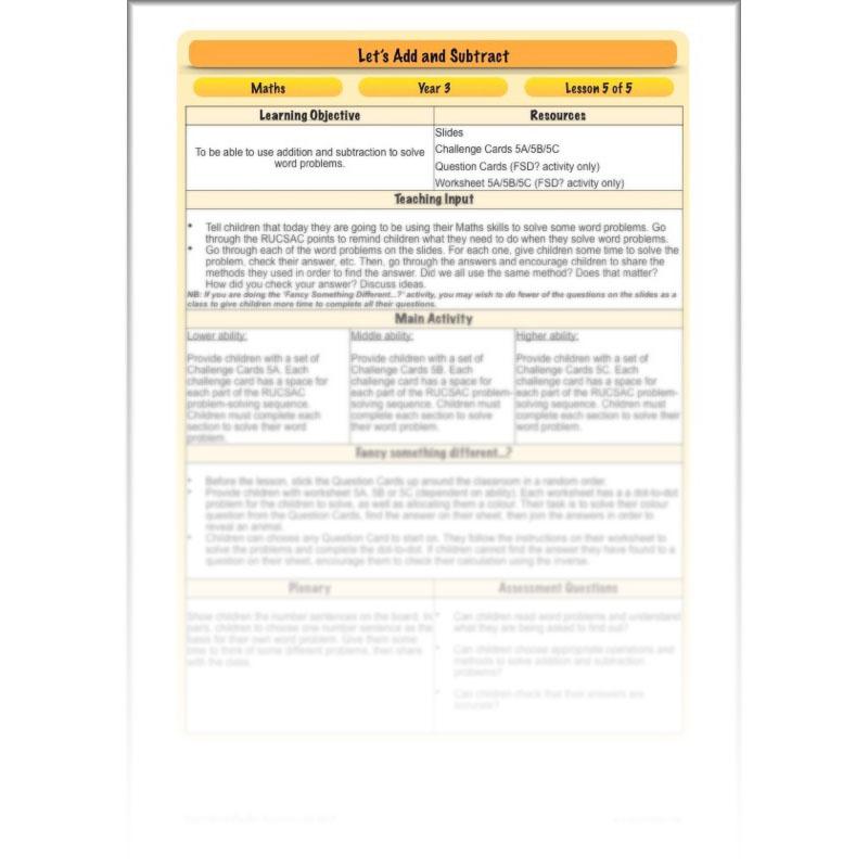 PlanBee Let's Add and Subtract: Maths Lesson Plans and Resources Year 3