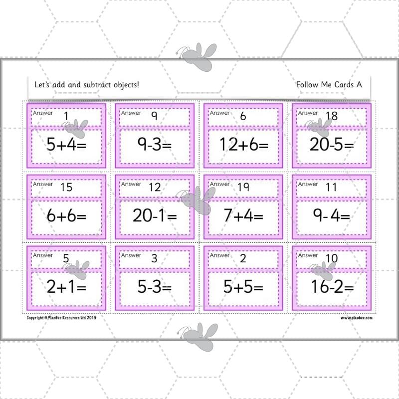 PlanBee Let’s add and subtract objects - KS1 maths number plans